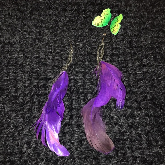 Purple Feather Earrings - Picture 8 of 16
